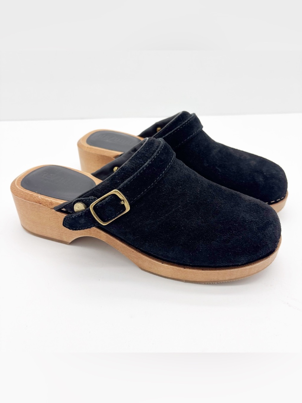 Re/Done Black Suede Classic Clogs